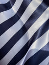 Annie NAVY BLUE & WHITE 1" Stripes Pattern Polyester Light Weight Satin Fabric by the Yard - 10081