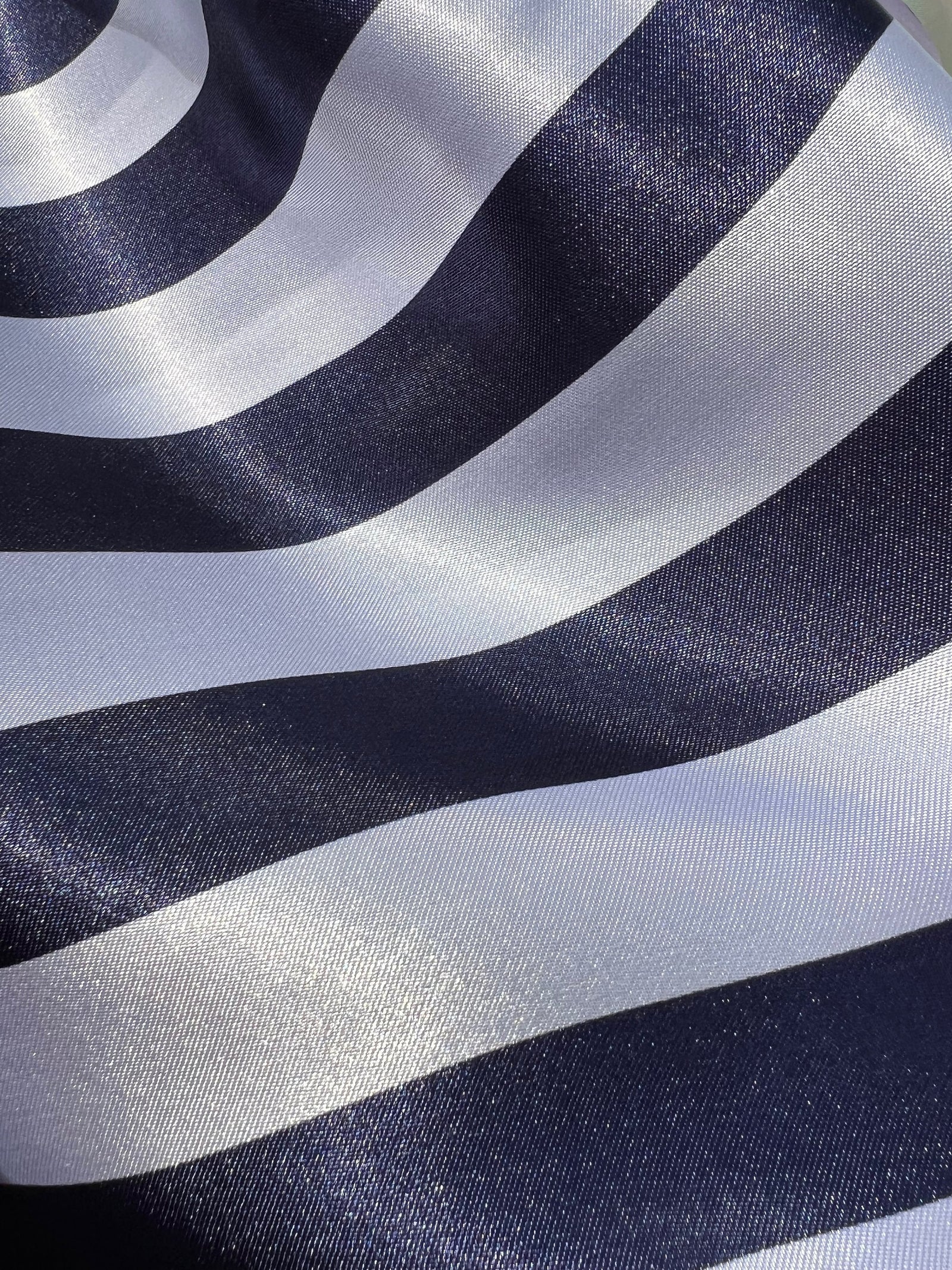 Annie NAVY BLUE & WHITE 1" Stripes Pattern Polyester Light Weight Satin Fabric by the Yard - 10081