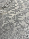 Elise GREY Polyester Corded Floral Embroidery on Mesh Lace Fabric by the Yard - 10029