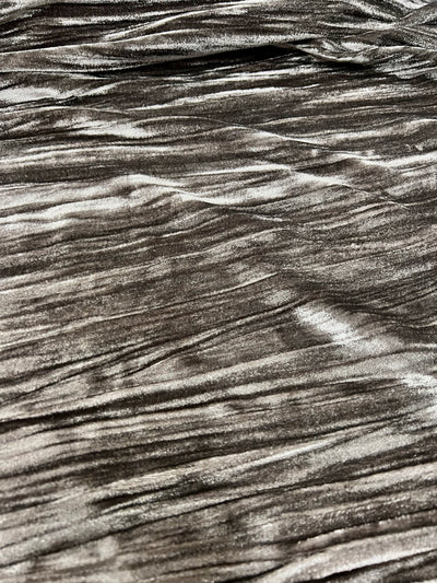 Pauline TAUPE BROWN Wrinkled Polyester Crushed Stretch Velvet Fabric by the Yard for Ribbons, Headwraps, Clothes, Costumes, Crafts - 10175