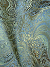 Brynn GREY GOLD Paisley Floral Brocade Chinese Satin Fabric by the Yard - 10054
