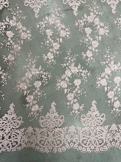 Teagan MAUVE Damask Design Embroidered on Mesh Lace Fabric by the Yard - 10027