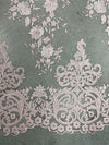 Teagan MAUVE Damask Design Embroidered on Mesh Lace Fabric by the Yard - 10027