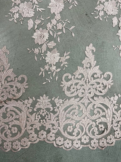 Teagan MAUVE Damask Design Embroidered on Mesh Lace Fabric by the Yard - 10027
