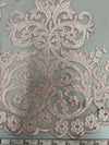 Teagan MAUVE Damask Design Embroidered on Mesh Lace Fabric by the Yard - 10027