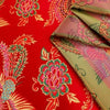 Aiko RED Dragon Floral Brocade Chinese Satin Fabric for Cheongsam/Qipao, Apparel, Costumes, Upholstery, Bags, Crafts - 10212