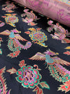 Aiko BLACK Dragon Floral Brocade Chinese Satin Fabric for Cheongsam/Qipao, Apparel, Costumes, Upholstery, Bags, Crafts - 10212