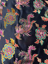 Aiko BLACK Dragon Floral Brocade Chinese Satin Fabric for Cheongsam/Qipao, Apparel, Costumes, Upholstery, Bags, Crafts - 10212