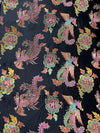 Aiko BLACK Dragon Floral Brocade Chinese Satin Fabric for Cheongsam/Qipao, Apparel, Costumes, Upholstery, Bags, Crafts - 10212