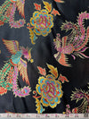 Aiko BLACK Dragon Floral Brocade Chinese Satin Fabric for Cheongsam/Qipao, Apparel, Costumes, Upholstery, Bags, Crafts - 10212