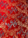 Kai RED Dragon Brocade Chinese Satin Fabric for Cheongsam/Qipao, Apparel, Costumes, Bags, Crafts - 10211