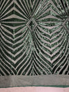 Maia HUNTER GREEN Geometric Sequins on Mesh Lace Fabric by the Yard - 10138
