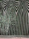 Maia HUNTER GREEN Geometric Sequins on Mesh Lace Fabric by the Yard - 10138