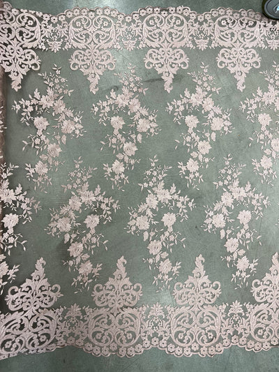 Teagan MAUVE Damask Design Embroidered on Mesh Lace Fabric by the Yard - 10027