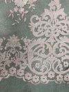 Teagan MAUVE Damask Design Embroidered on Mesh Lace Fabric by the Yard - 10027