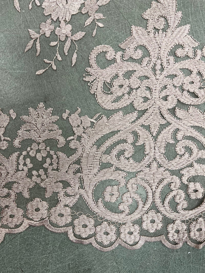 Teagan MAUVE Damask Design Embroidered on Mesh Lace Fabric by the Yard - 10027