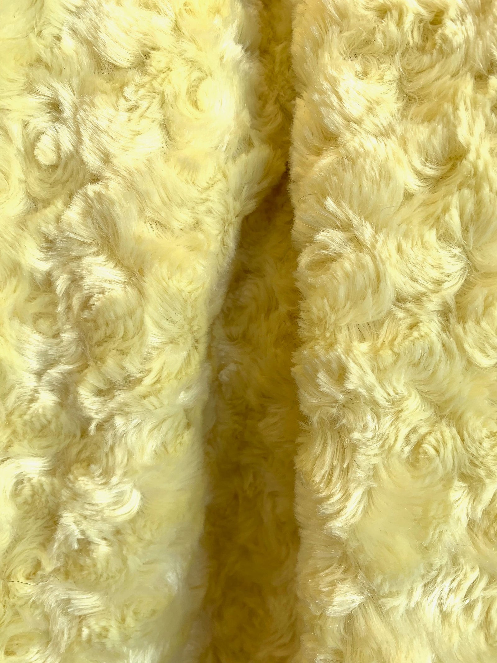 Ruth LIGHT YELLOW Cuddle Minky Rosette Soft Faux Fur Fabric by the Yard - 10083