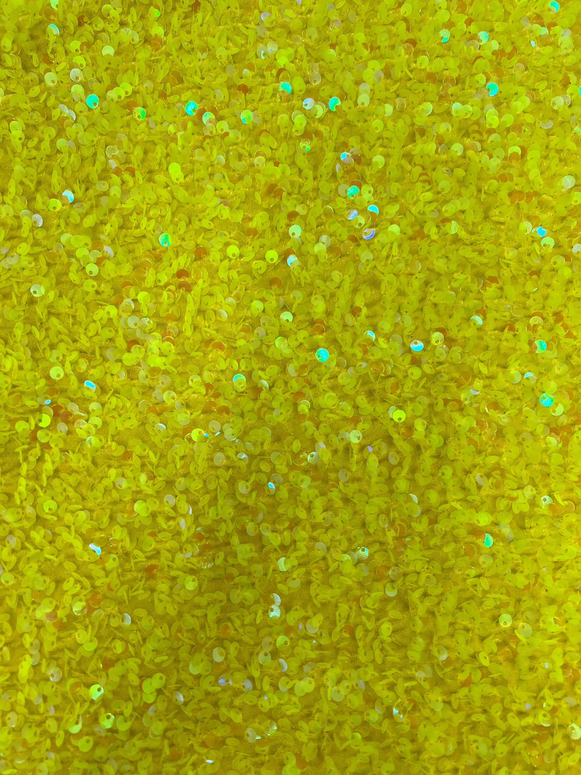 Stephanie YELLOW Sequins on YELLOW Stretch Velvet Fabric by the Yard for Gowns, Dresses, Tops, Skirts, Costumes, Crafts - 10185