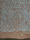 Stephanie IRIDESCENT WHITE Overlap Sequins on NUDE Stretch Velvet Fabric for Gowns, Apparel, Costumes, Crafts - 10185