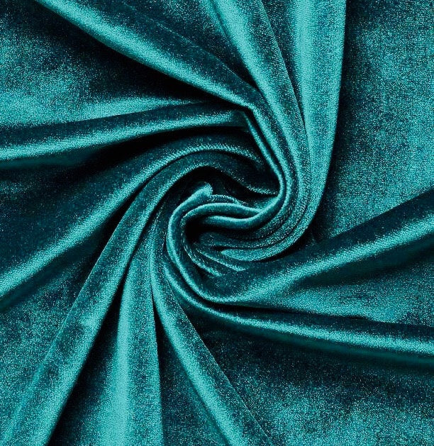 Princess DARK TEAL GREEN Polyester Spandex Stretch Velvet Fabric Fabric for Bows, Topknots, Headwraps, Scrunchies, Clothes, Costumes, Crafts