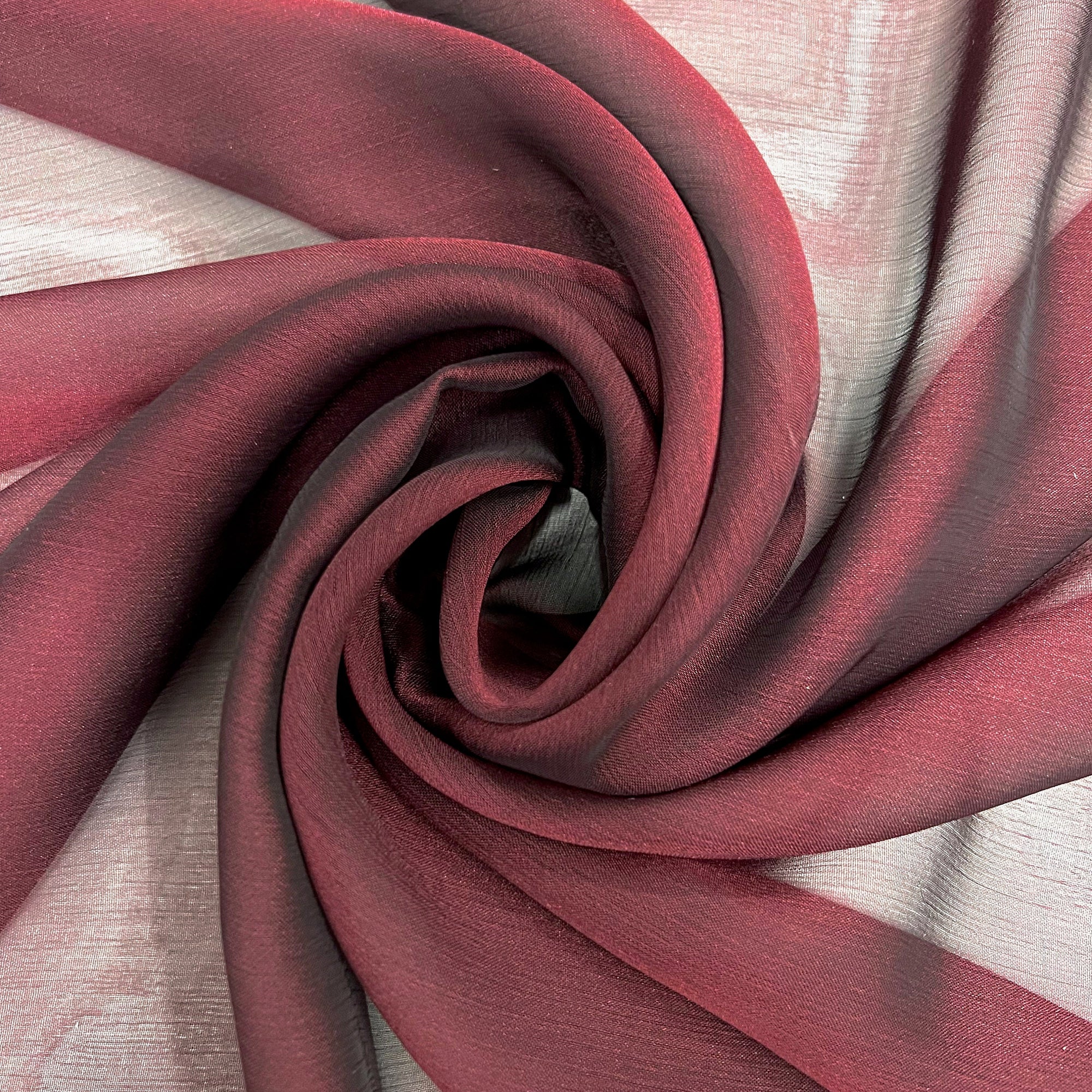 Jolene BURGUNDY BLACK Polyester Two-Tone Chiffon Fabric by the Yard - 10135