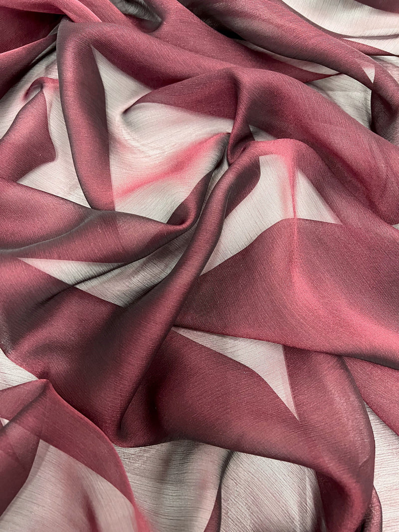 Jolene BURGUNDY BLACK Polyester Two-Tone Chiffon Fabric by the Yard - 10135