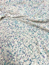 Stephanie SILVER IRIDESCENT Overlap Sequins on WHITE Stretch Velvet Fabric by the Yard for Gowns, Apparel, Costumes, Crafts - 10185