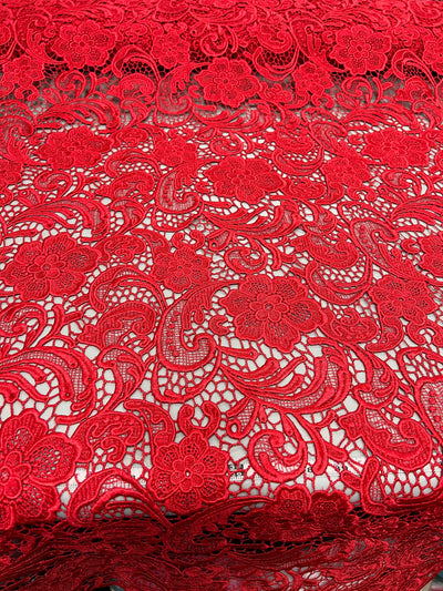 Maggie RED Guipure Venice Heavy Lace Fabric by the Yard - 10019