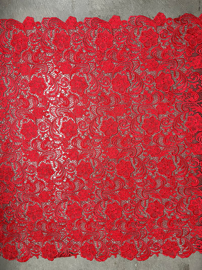 Maggie RED Guipure Venice Heavy Lace Fabric by the Yard - 10019