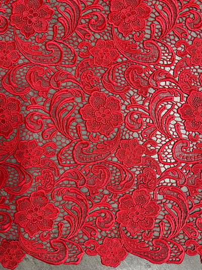 Maggie RED Guipure Venice Heavy Lace Fabric by the Yard - 10019