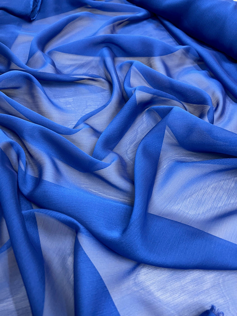 Jolene ROYAL BLUE Polyester Two-Tone Chiffon Fabric by the Yard - 10135