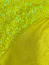 Stephanie YELLOW Sequins on YELLOW Stretch Velvet Fabric by the Yard for Gowns, Dresses, Tops, Skirts, Costumes, Crafts - 10185