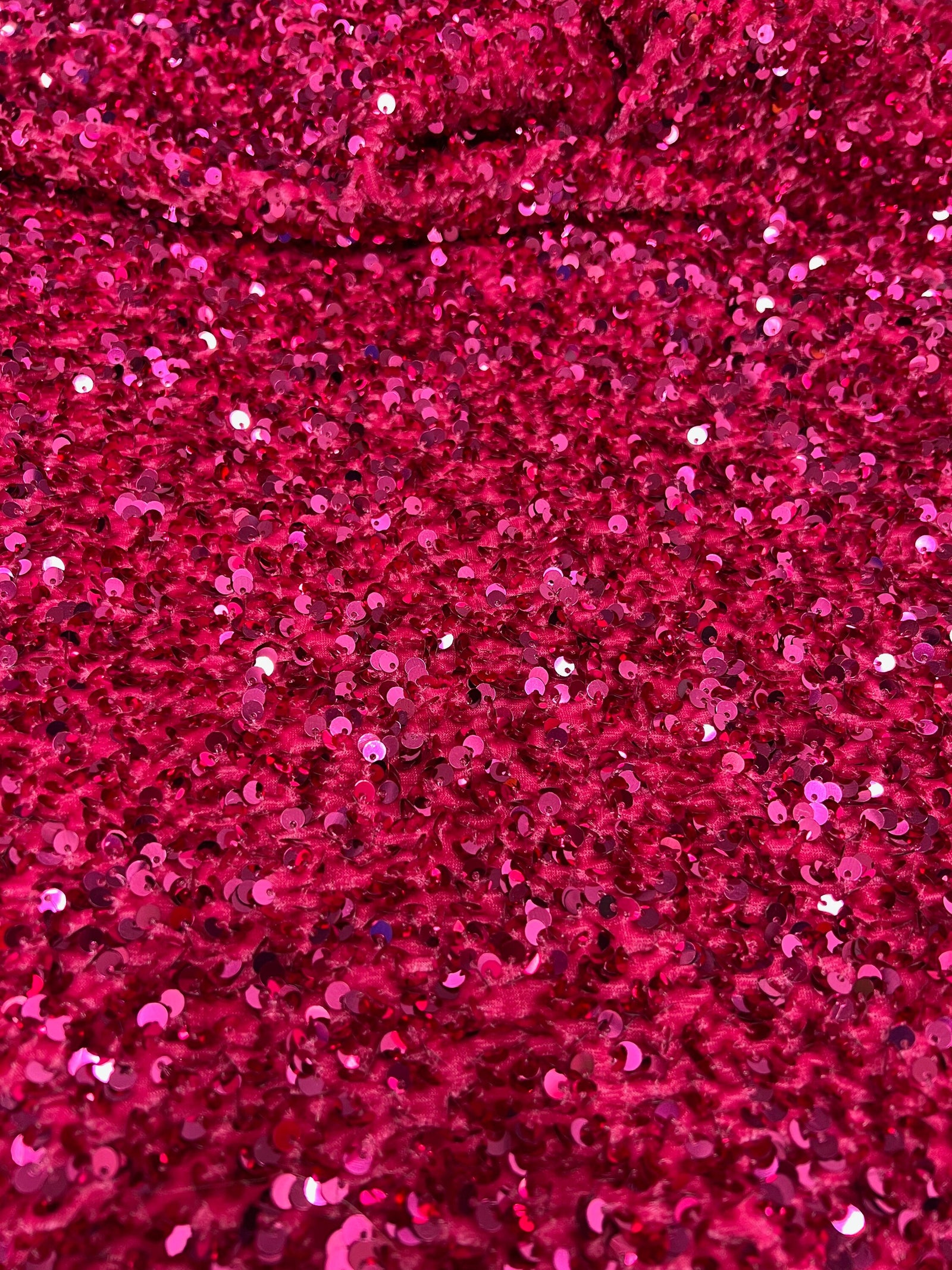 Stephanie FUCHSIA Overlap Sequins on FUCHSIA Stretch Velvet Fabric by the Yard for Gowns, Apparel, Costumes, Crafts - 10185