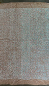 Stephanie IRIDESCENT WHITE Overlap Sequins on NUDE Stretch Velvet Fabric for Gowns, Apparel, Costumes, Crafts - 10185