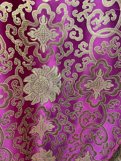 Adelaide MAGENTA GOLD Chinese Brocade Satin Fabric by the Yard - 10058