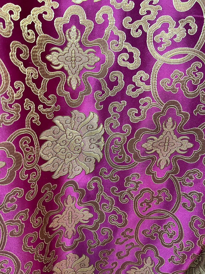 Adelaide MAGENTA GOLD Chinese Brocade Satin Fabric by the Yard - 10058