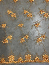Andrea ANTIQUE GOLD 3D Floral Matte Corded Embroidery on Mesh Lace Fabric by the Yard - 10016