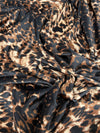 Dana BLACK BROWN BEIGE Animal Pattern Polyester Stretch Velvet Fabric by the Yard for Tops, Clothes, Dance Wear, Costumes, Crafts - 10160