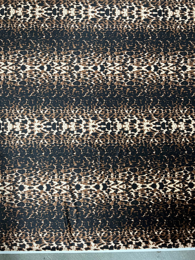 Dana BLACK BROWN BEIGE Animal Pattern Polyester Stretch Velvet Fabric by the Yard for Tops, Clothes, Dance Wear, Costumes, Crafts - 10160