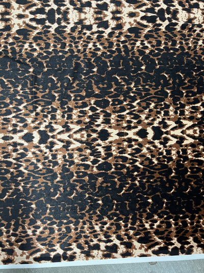 Dana BLACK BROWN BEIGE Animal Pattern Polyester Stretch Velvet Fabric by the Yard for Tops, Clothes, Dance Wear, Costumes, Crafts - 10160