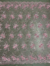 Ryleigh DUSTY PINK 3D Floral Embroidery with Foil & Sequins on Mesh Lace Fabric by the Yard - 10010