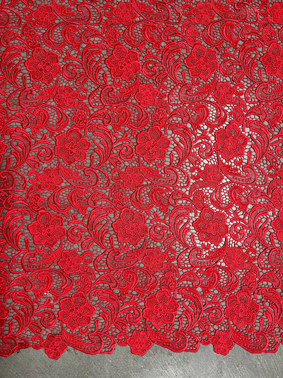 Maggie RED Guipure Venice Heavy Lace Fabric by the Yard - 10019