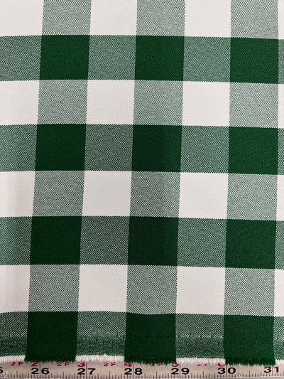 Camille HUNTER GREEN 1" Big Checkered Gingham Pattern Poly Poplin Fabric by the Yard - 10049