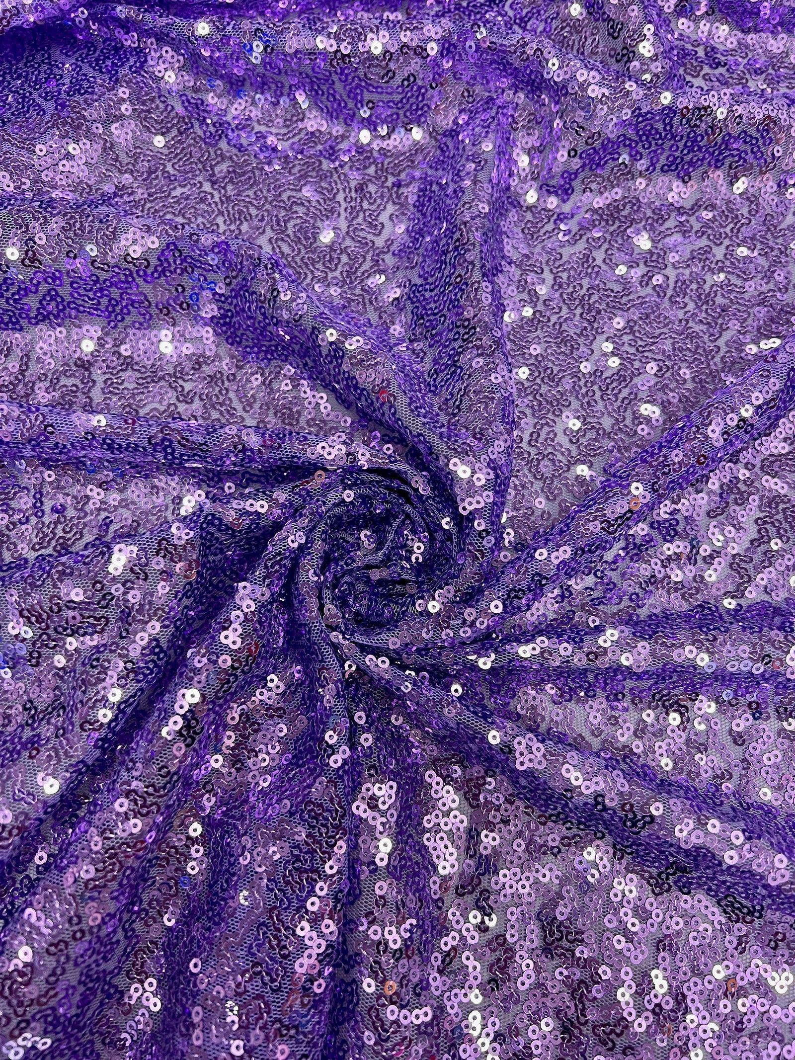 Leila LAVENDER Sequins on Mesh Fabric by the Yard - 10050