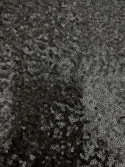 Leila MATTE BLACK Sequins on Mesh Fabric by the Yard - 10050