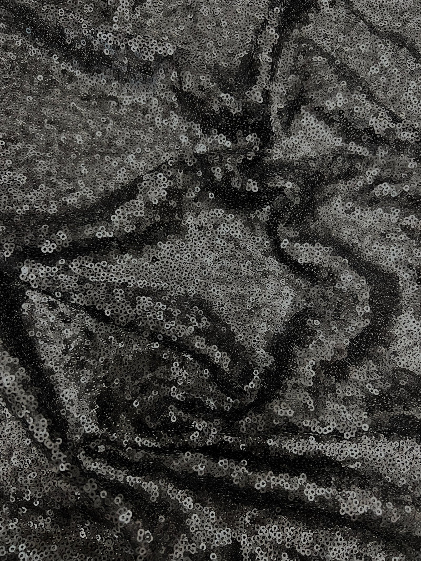 Leila MATTE BLACK Sequins on Mesh Fabric by the Yard - 10050