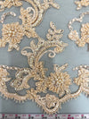Jayla LIGHT PEACH Floral Embroidery with Beads and Sequins on Mesh Lace Fabric by the Yard - 10044