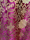 Adelaide MAGENTA GOLD Chinese Brocade Satin Fabric by the Yard - 10058