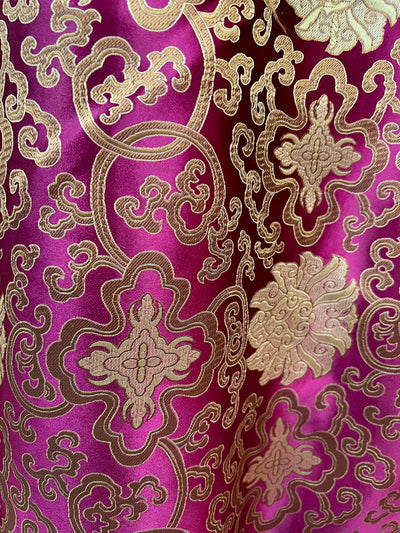 Adelaide MAGENTA GOLD Chinese Brocade Satin Fabric by the Yard - 10058