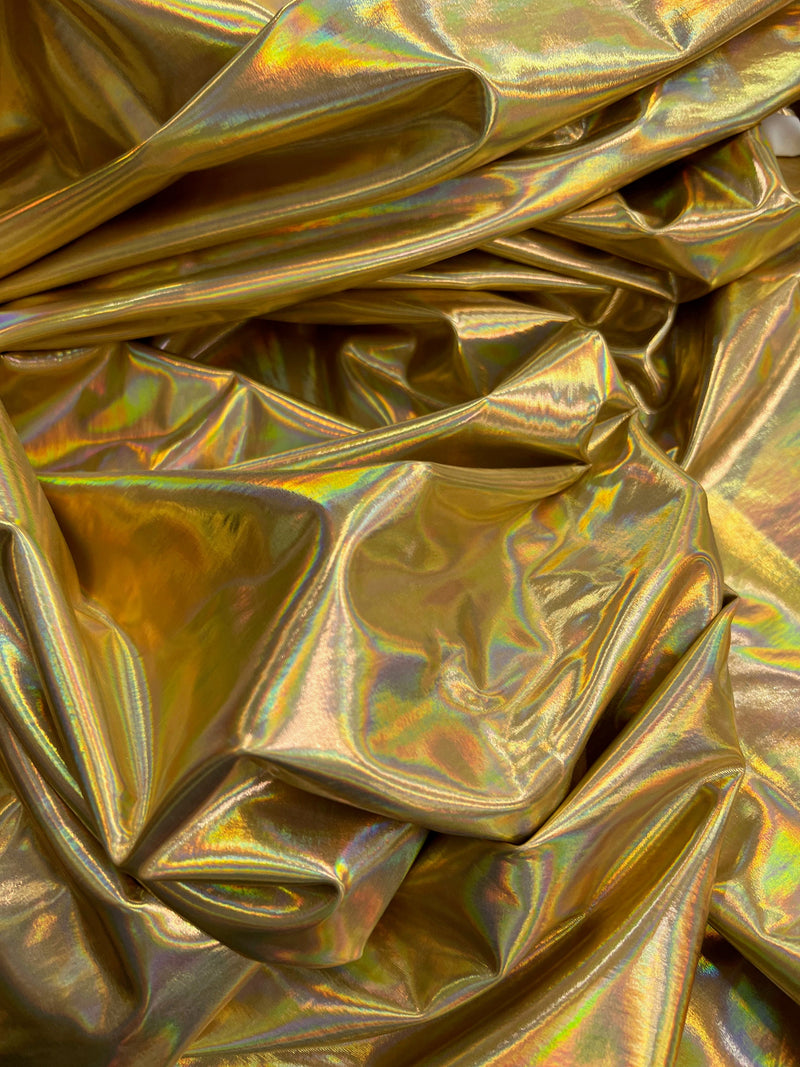Finley GOLD IRIDESCENT 4-Way Stretch Metallic Foil Fabric by the Yard - 10013